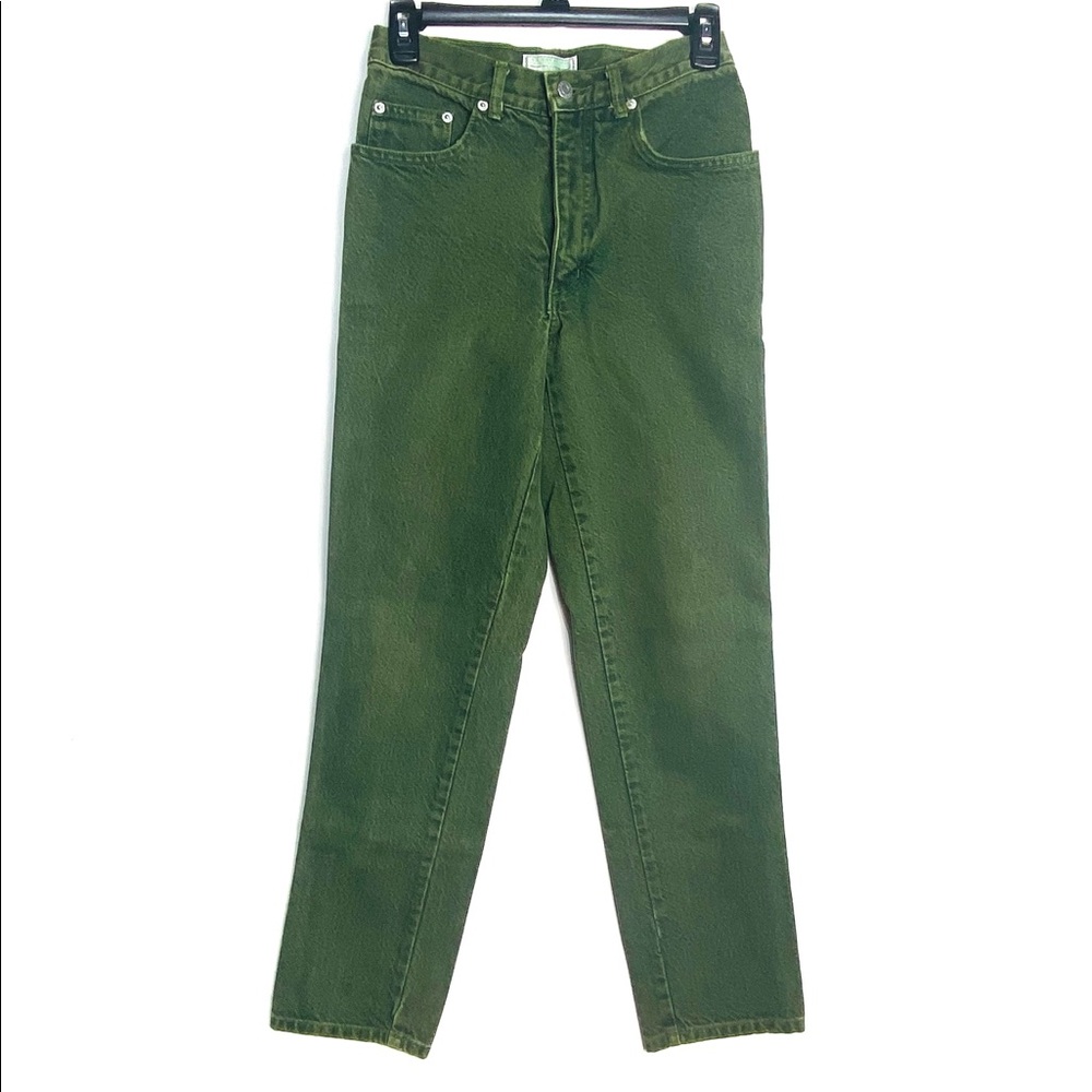 VINTAGE 80s Guess Sz 28 Green Mom High Rise Waist Jean Style Triangle